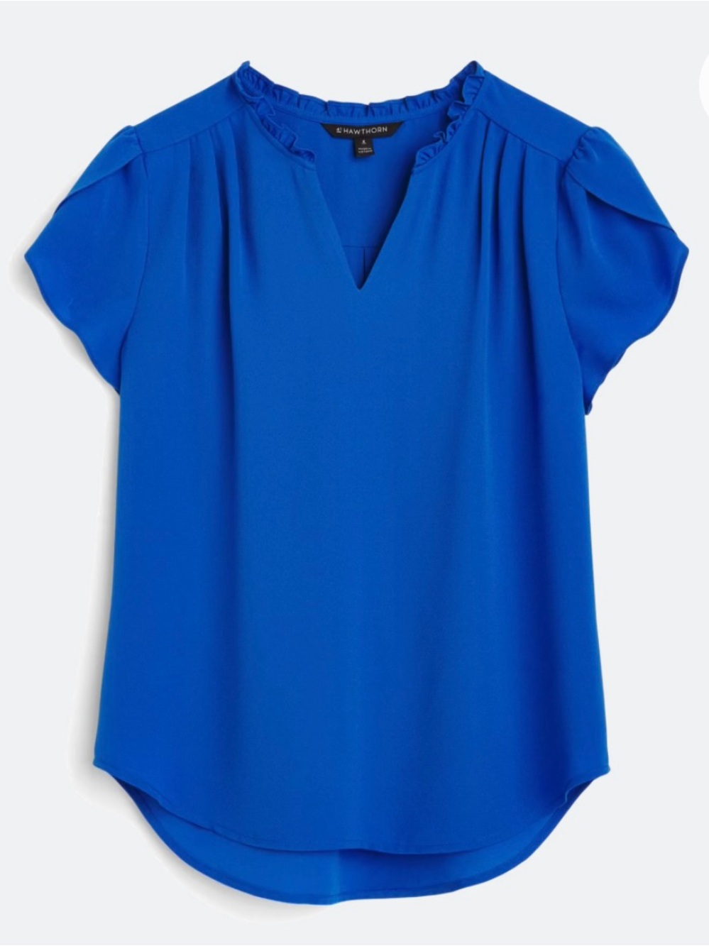 41 Hawthorn Tiffany Tulip Sleeve blouse V-Neck in Royal Blue NWOT